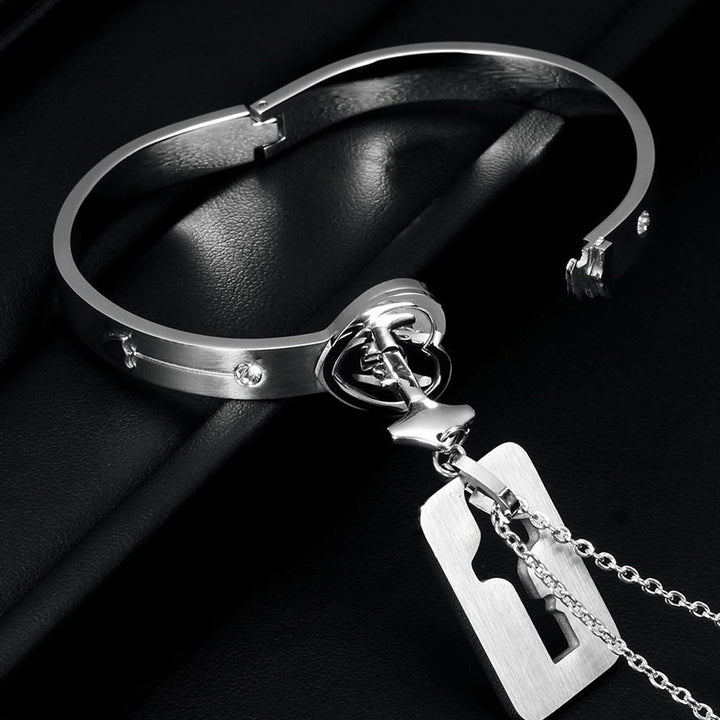 Heart Lock Bracelets and Key Necklace for Couples