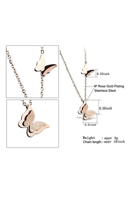 Classic Beautiful Double Butterfly Pendant Necklace