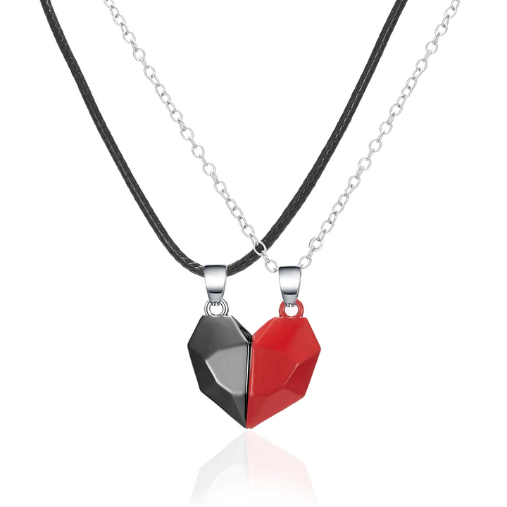 Red and Black Heart Pendant Magnetic Necklace